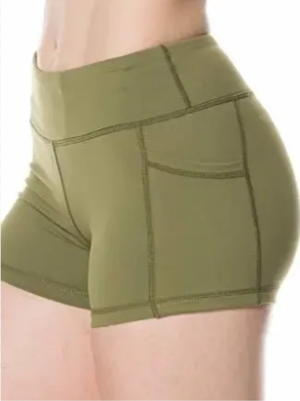 Feed Me Fight Me shorts women size M Olive Athletic High-Waist Pocketed Shorts